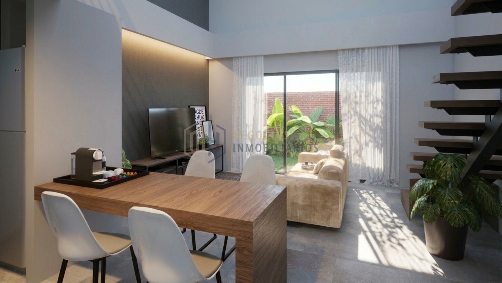 Departamento en pozo de 1 dormitorio PB tipo duplex con patio