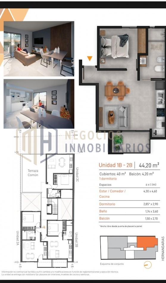 Departamento en pozo de 1 dormitorio Primer piso